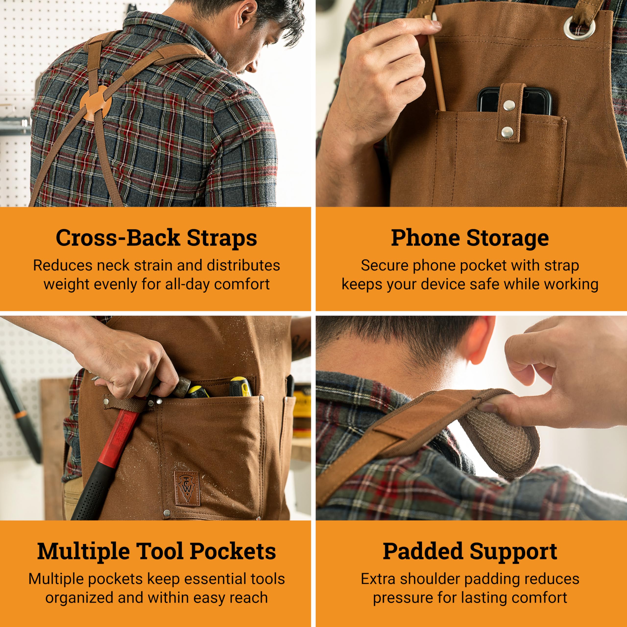 Texas Canvas Wares gewachstem Canvas Heavy Duty Arbeit schürze mit Taschen - Deluxe Edition mit Quick Release Schnalle einstellbar bis XXL für männer und Frauen - (Brown Deluxe Edition)