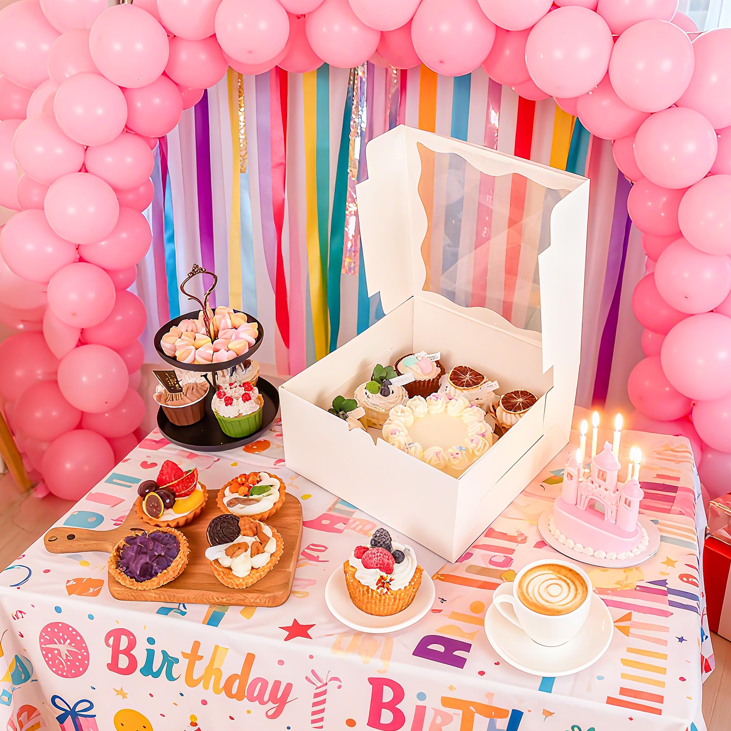 NPLUX Cake Boxes - 4 Pack for Cupcakes & Mini Cakes -5 NPLUX Cake Boxes - 4 Pack for Cupcakes & Mini Cakes -5