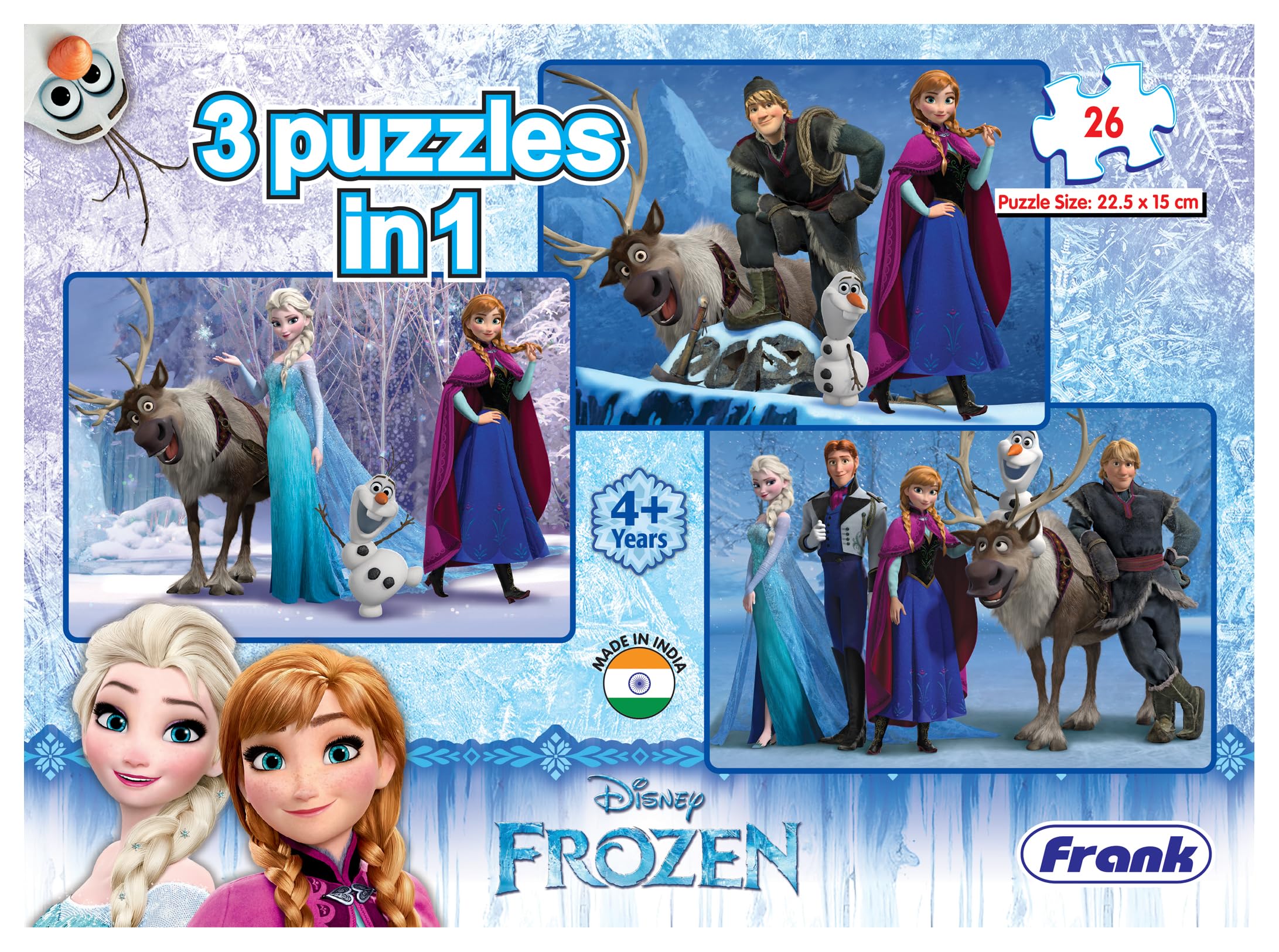 Frank Disney Frozen Jigsaw Puzzles – A Set of 3 Puzzles for Kids 4 Years & Above – Fun & Challenging Brain Booster Games for Enhanced Focus and Memory Development – 13904-image-22