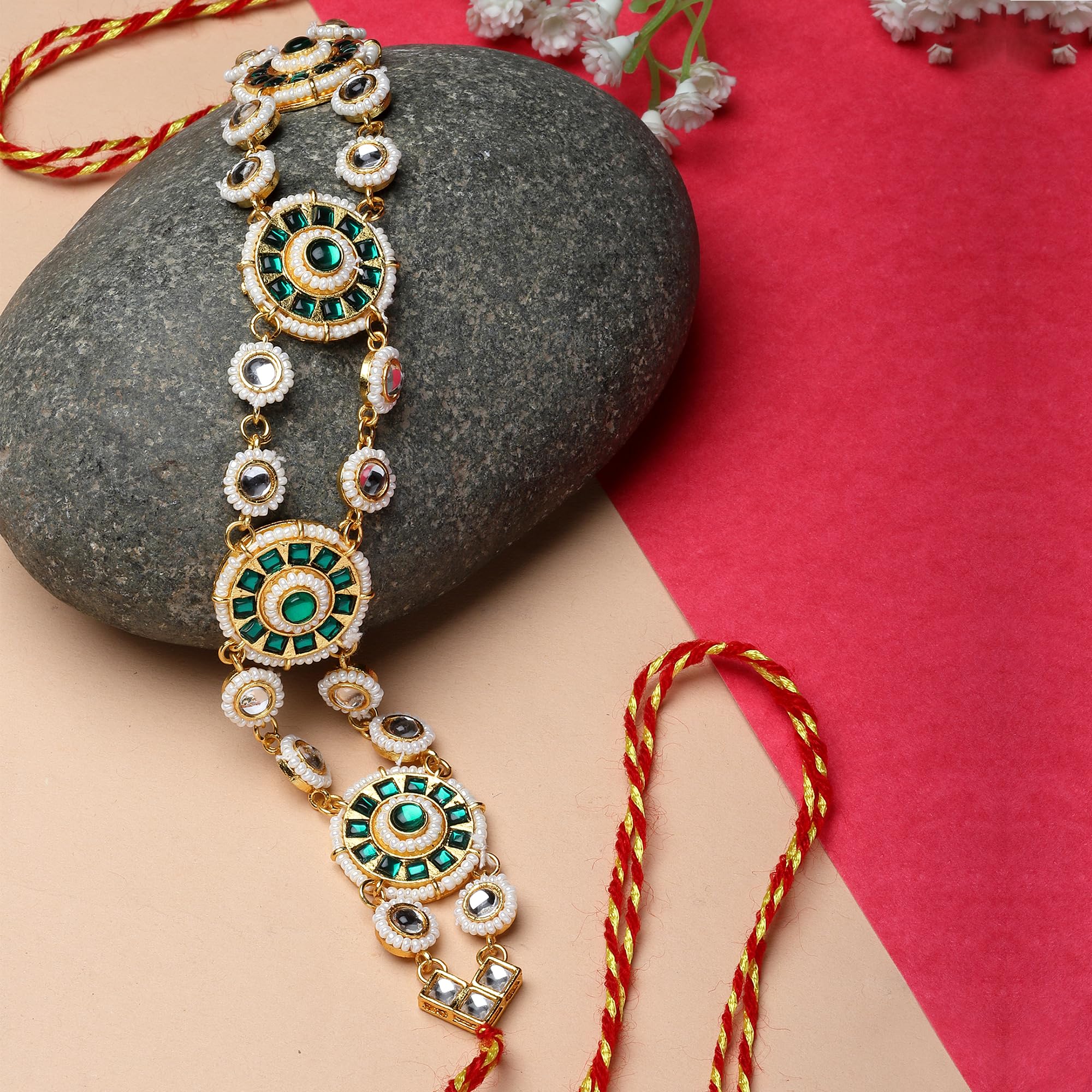 Gold-Plated Borla Style Matha Patti with Multi-Colour Stones