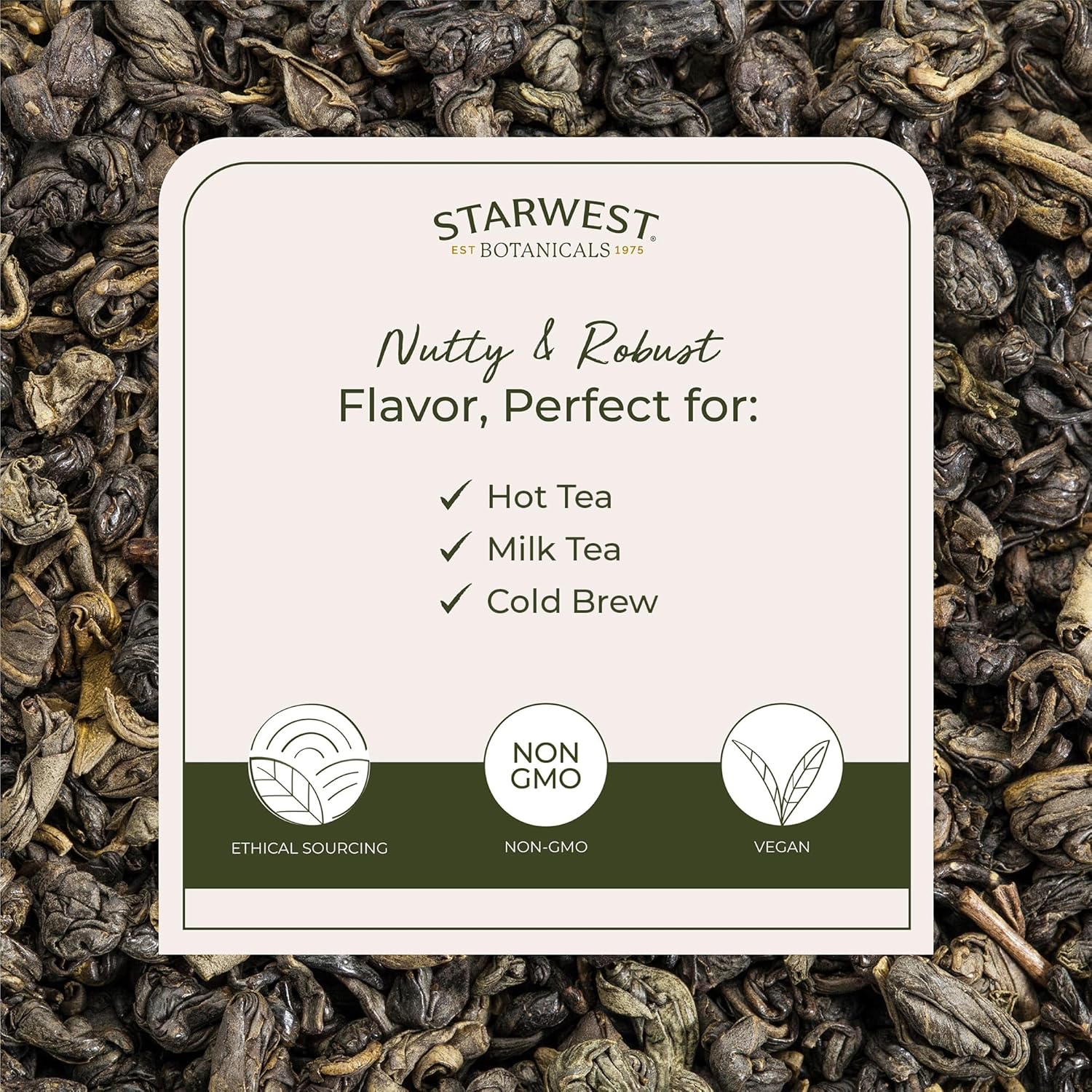 Starwest Botanicals Organic Gunpowder Green Tea - Natural Loose Leaf Herbal Tea Blend, Contains Caffeine, Source of EGCG, Certified Kosher, Non-GMO - Bulk 1 lb Bag - Image 3