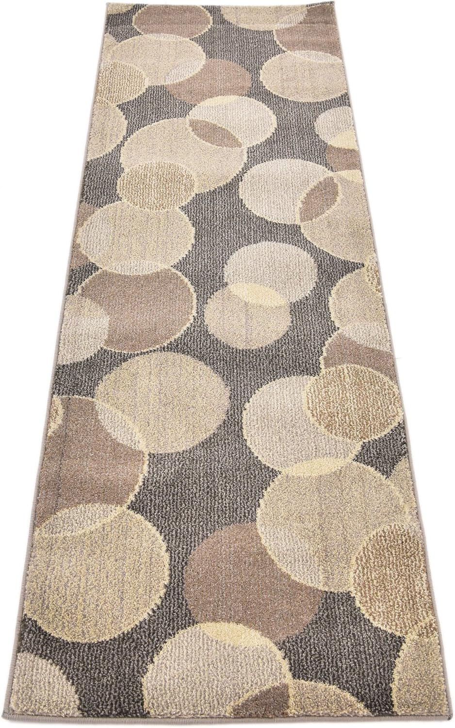 Unique Loom Chromatic Collection Modern Bokeh & Vibrant Abstract Area Rug For Any Home Décor (2' 2 x 6' 7 Runner, Gray/ Beige)