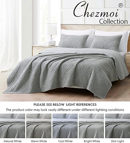 Miniatura 7 de Chezmoi Collection Bethany - Juego de edredón de 3 piezas tamaño Queen, manta sherpa acolchada floral, reversible, de microfibra lavada, ligera,