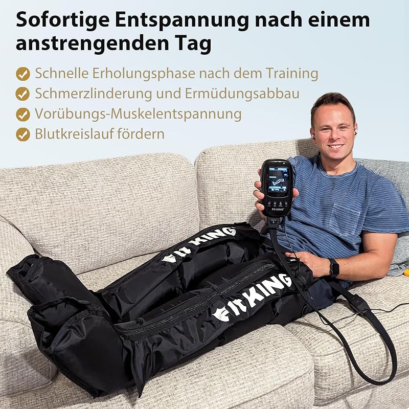 FIT KING Láb Masszírozó Kompressziós Csizma - Sportolói Regeneráció és Vérkeringés Javítás Fájdalomcsillapítással (Közepes Méret)
