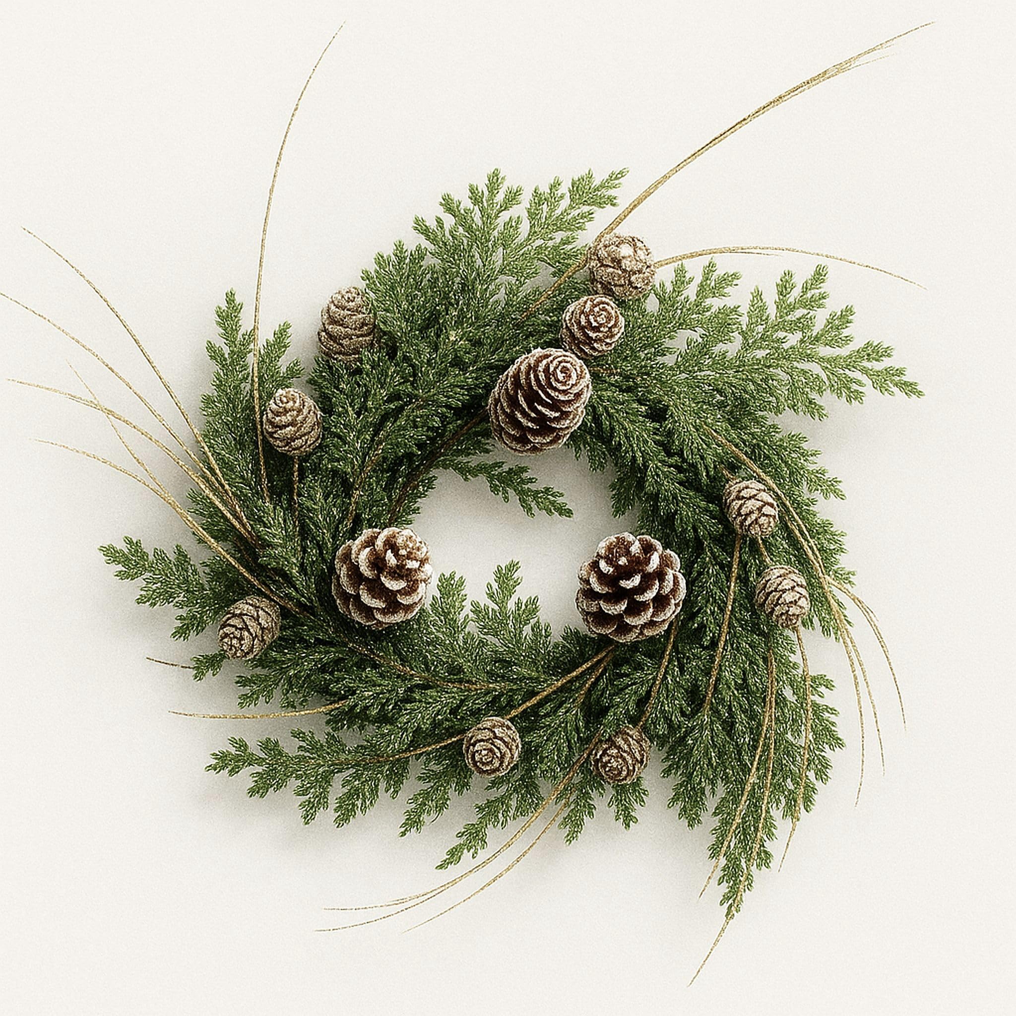 Small Christmas Wreaths for Kitchen Cabinets - Rustic Pinecone and Evergreen Sparkle Wreath - Natural Winter Decor for Door, Mantel, or Wall - Handcrafted with Pinecones, Twig Branches, Greenery
