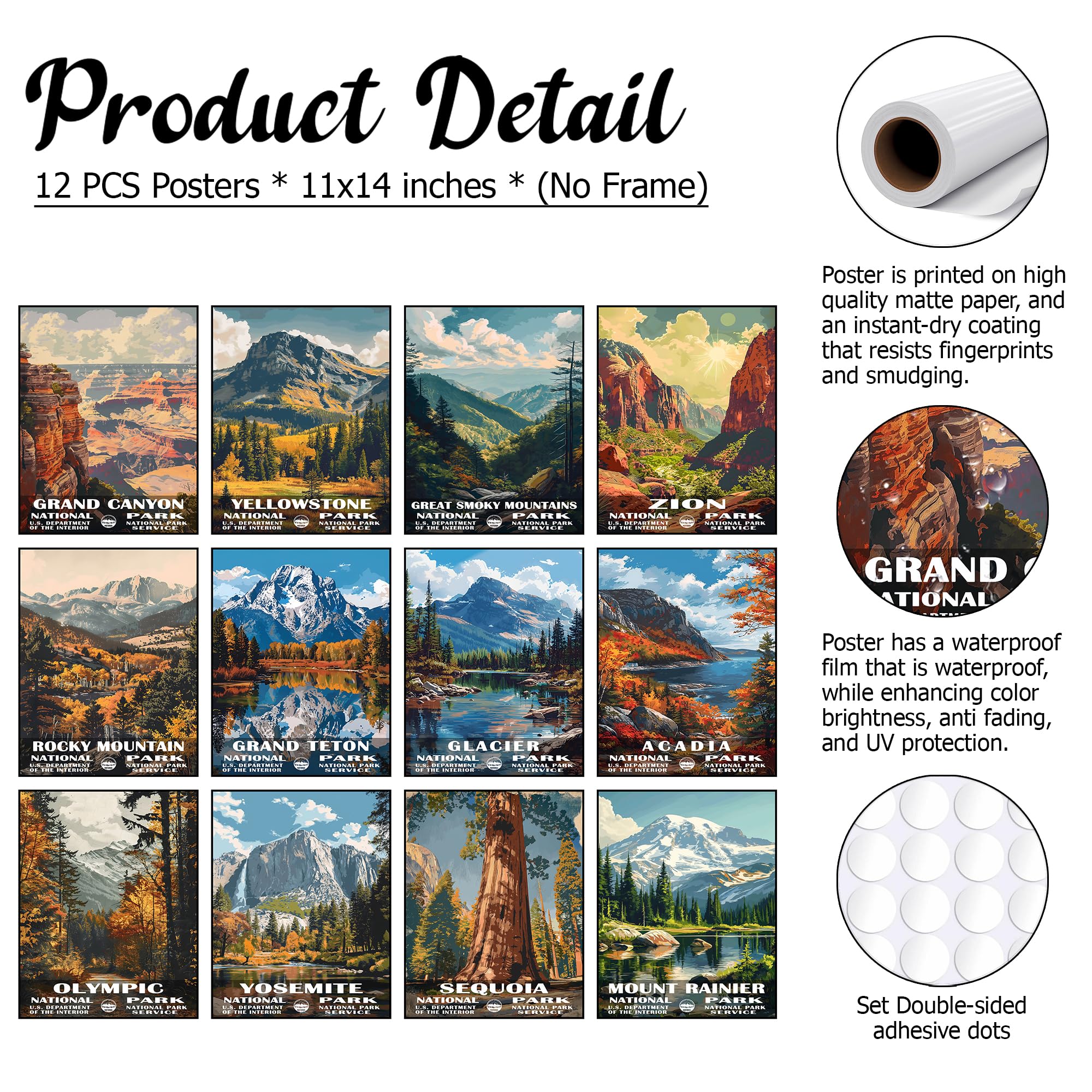 Amazon.com: National Park Posters Set of 12 - Vintage Travel Wall