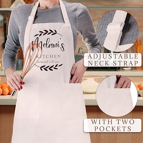 Miniatura 4 de Delantal de cocina personalizado para mujeres, delantales de barbacoa de cocina blancos personalizados para chefs, baberos personalizados para mamá,