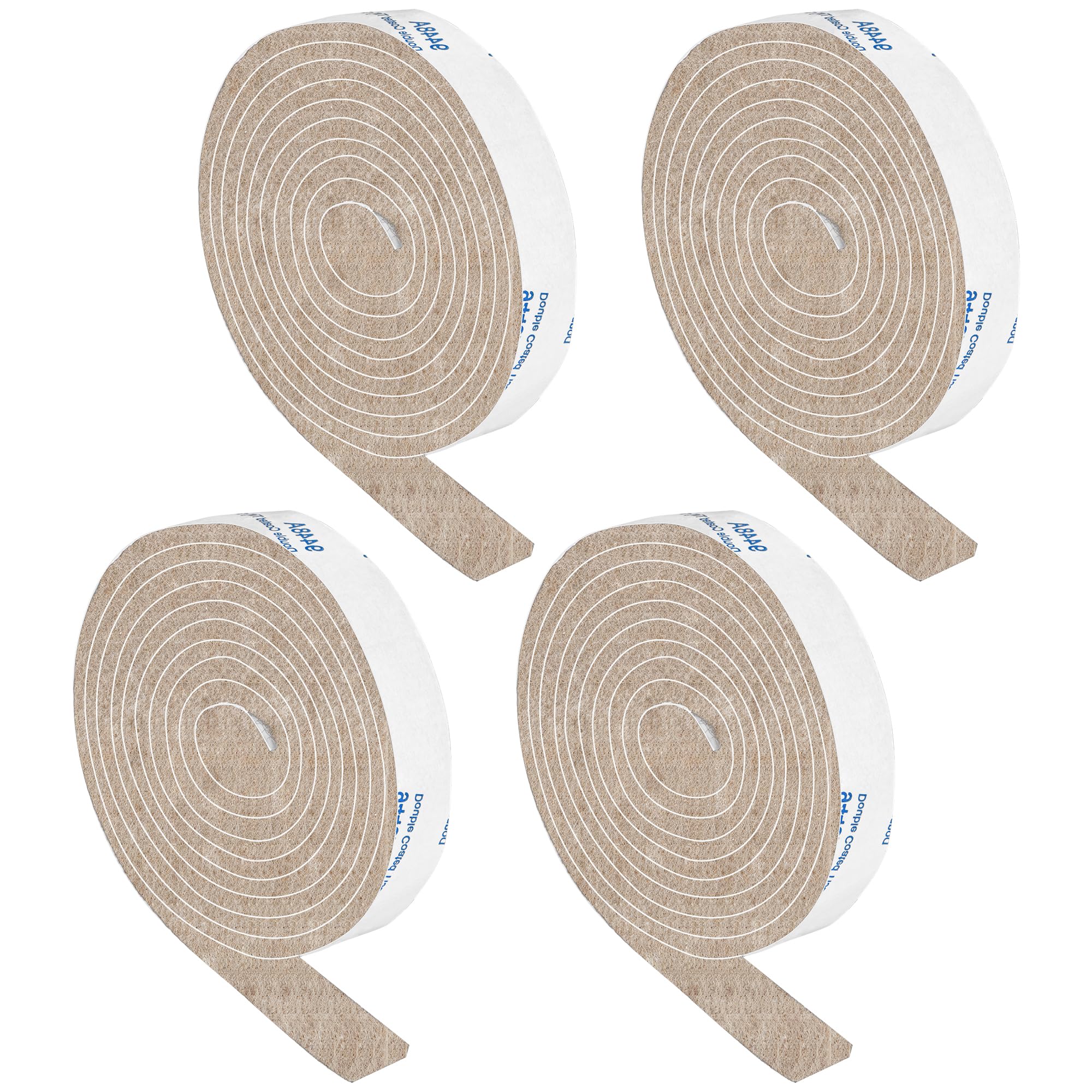 PremiFix Felt Strips with Adhesive Backing, Adhesive Felt Strips, 4 Felt Rolls Pack 1/2x 60 Inches, Beige Felt Tape with Adhesive Backing, Furniture Felt Strips