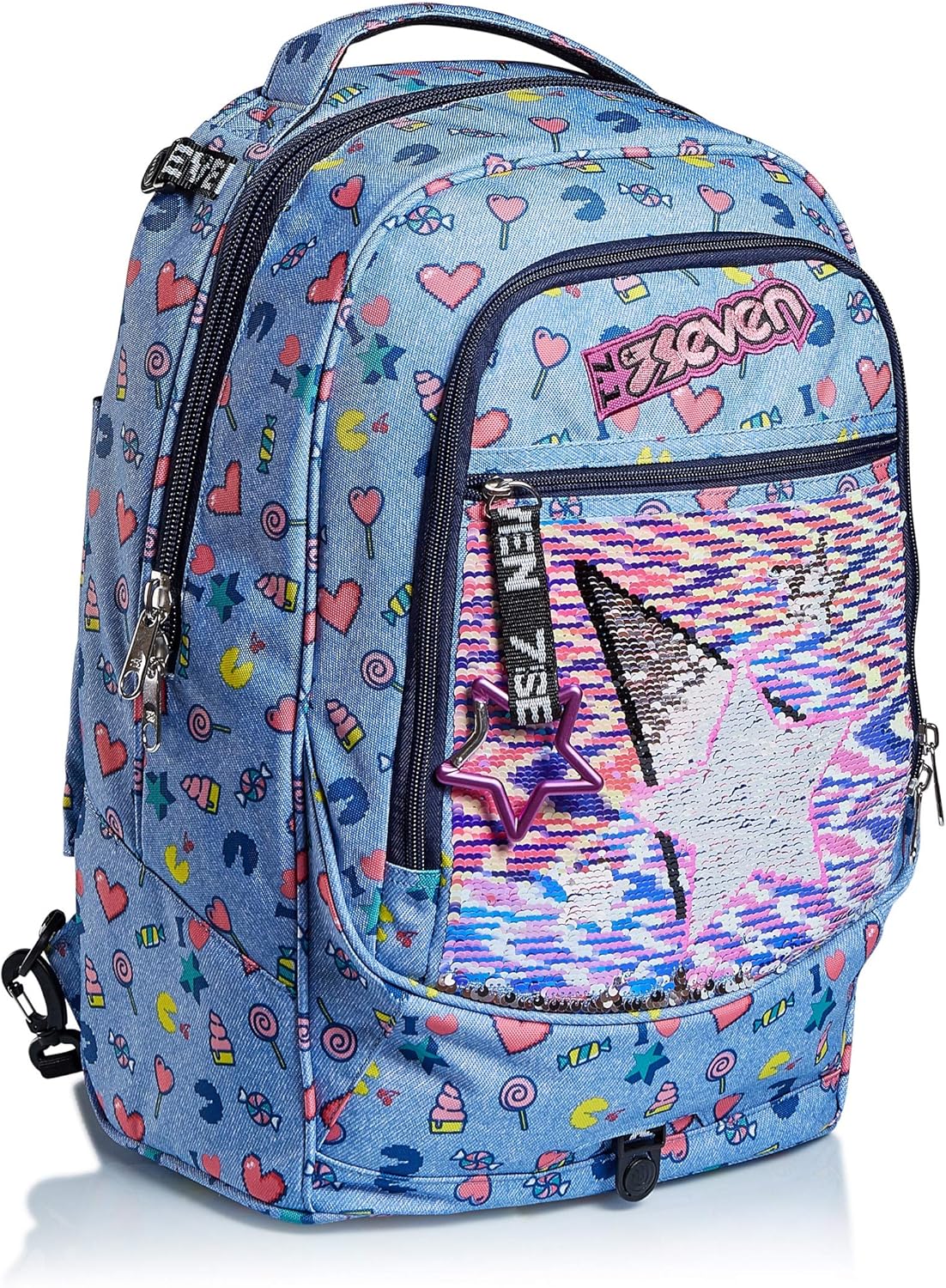 Seven Trolley Seven Jack 3wd - Starry Rainbow - Zaino Sganciabile - Scuola Bambina - 3 Ruote, Zaino Bambini e ragazzi, Blu (Azzurro), Taglia unica Seven Trolley Seven Jack 3wd - Starry Rainbow - Zaino Sganciabile - Scuola Bambina - 3 Ruote, Zaino Bambini e ragazzi, Blu (Azzurro), Taglia unica