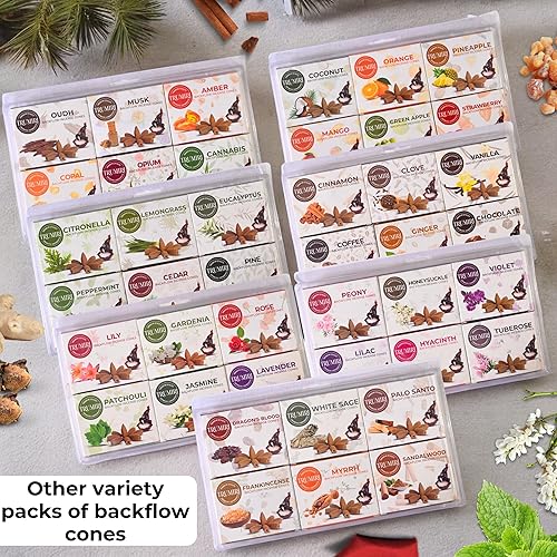 Miniatura 3 de Woody - Conos de incienso de reflujo para cascada - Conos perfumados - Sándalo, sangre de dragones, Palo Santo, salvia blanca - Insiensos Aromaticos