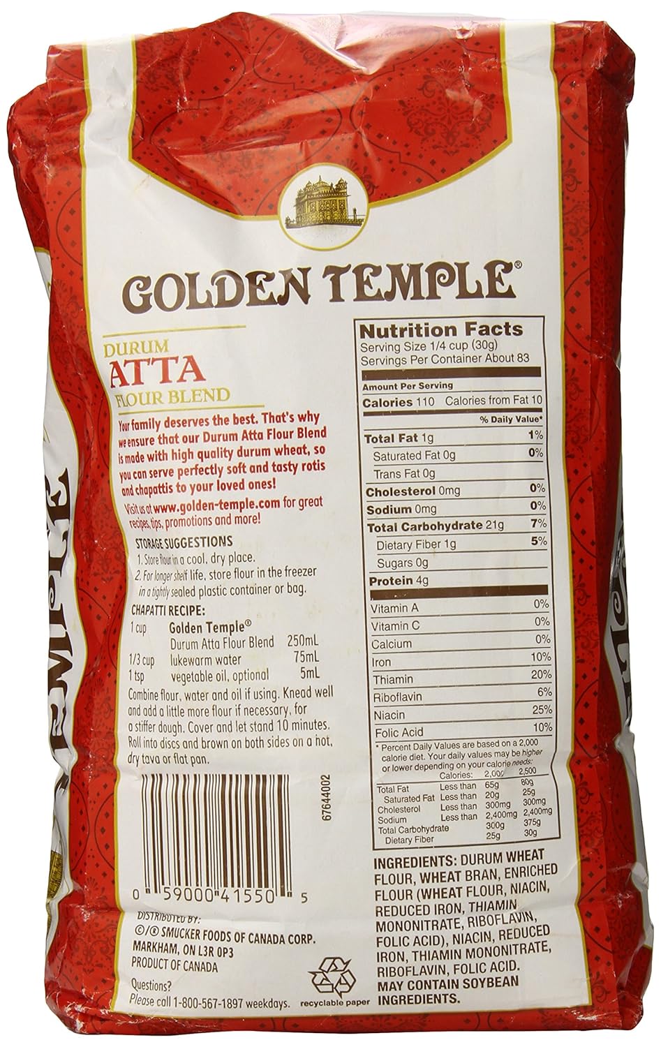 Buy Golden Temple Durum Whole Wheat Atta Flour 5 5 Pound Online In Vietnam B004lumdku