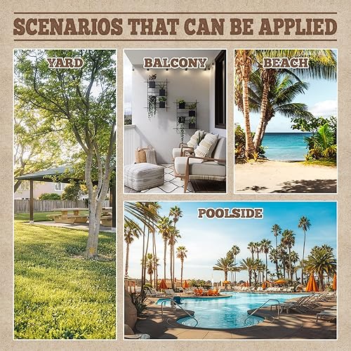 Miniatura 4 de Juego de 2 sillas de madera para patio al aire libre, silla de playa reclinable portátil, marco de madera maciza con lona de poliéster blanca, 3