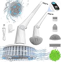Vista 1 de Cepillo eléctrico giratorio, cepillos de limpieza para uso doméstico, cepillo de ducha con 7 cabezales de cepillo reemplazables, limpiador eléctrico