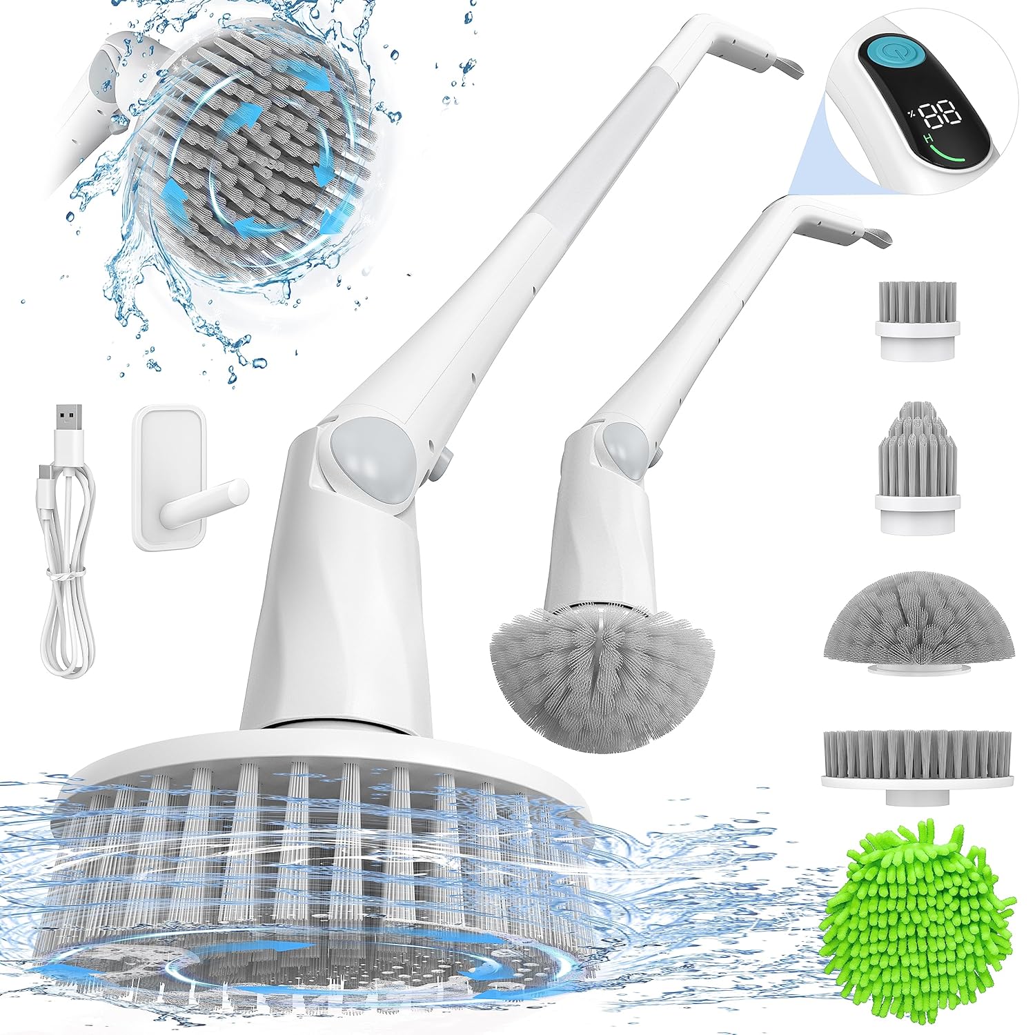 Electric Spin Scrubber Cleaning Brushes for Household use Shower Brush with 7 Replaceable Brush Heads Cordless Power Scrubber