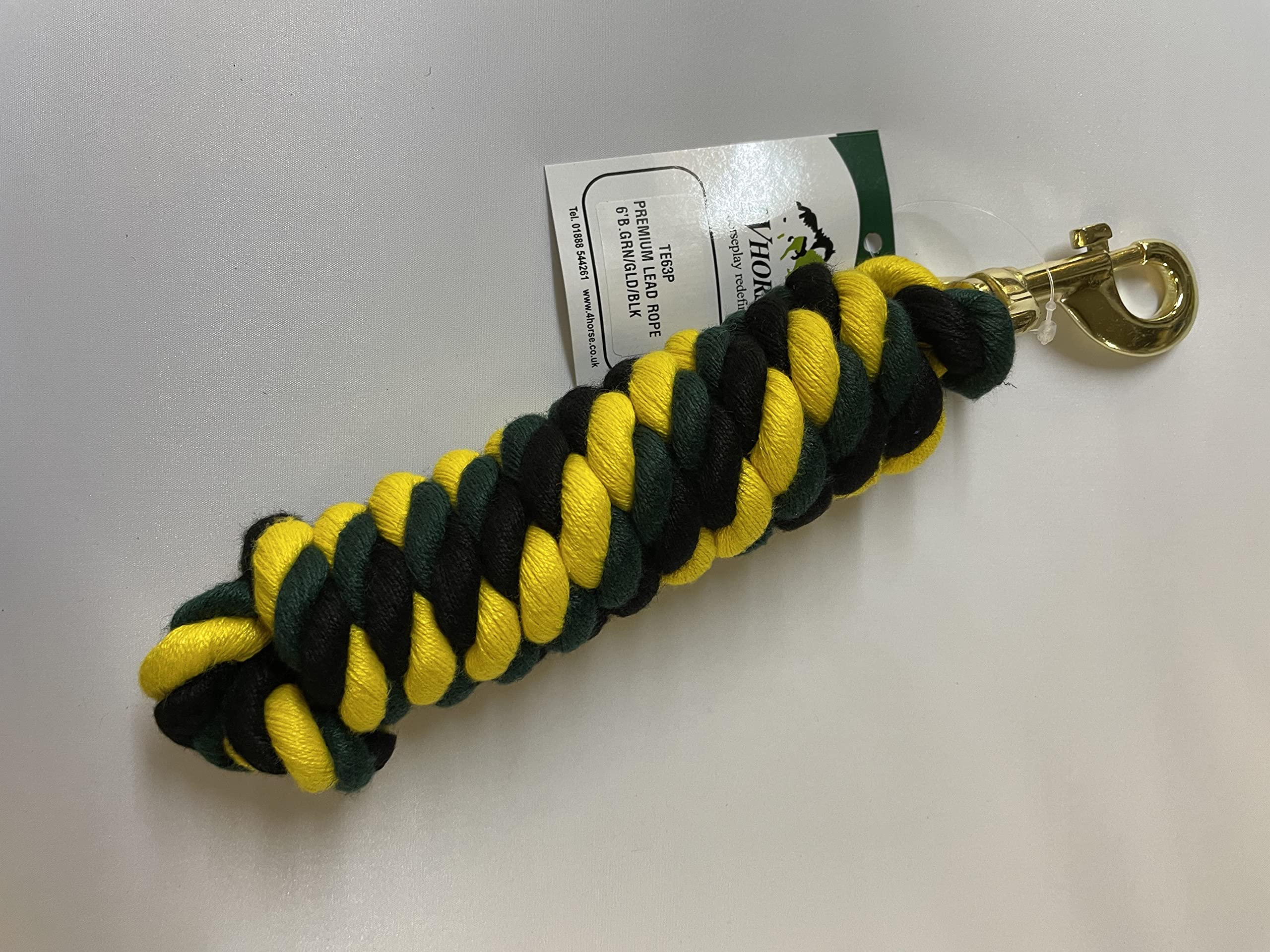IV Horse 6' Mulit Coloured Acrylic Leadrope (Bottle Green/Gold/Black)