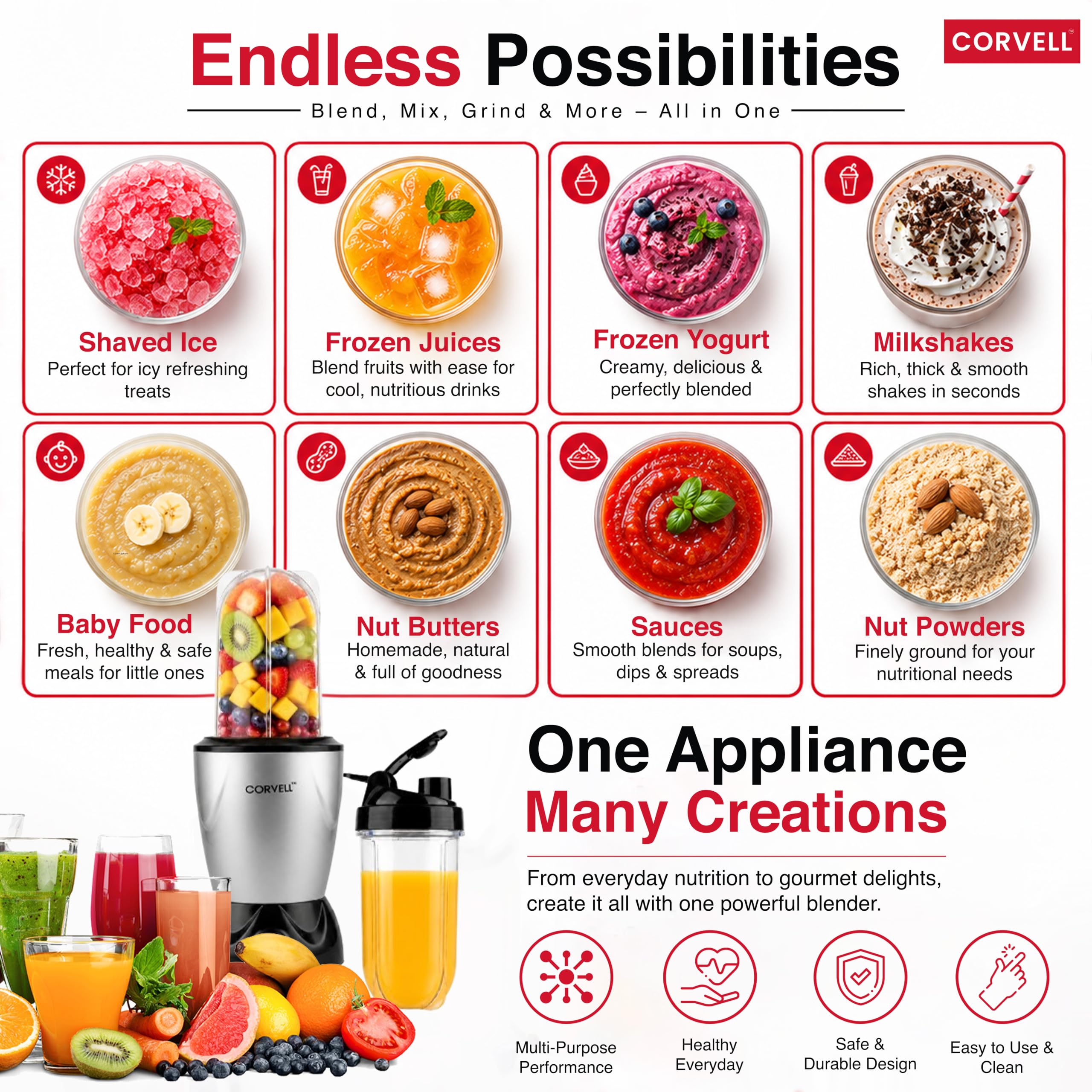 CORVELL Nutri Juicer Mixer Grinder - 500W -4 CORVELL Nutri Juicer Mixer Grinder - 500W -4