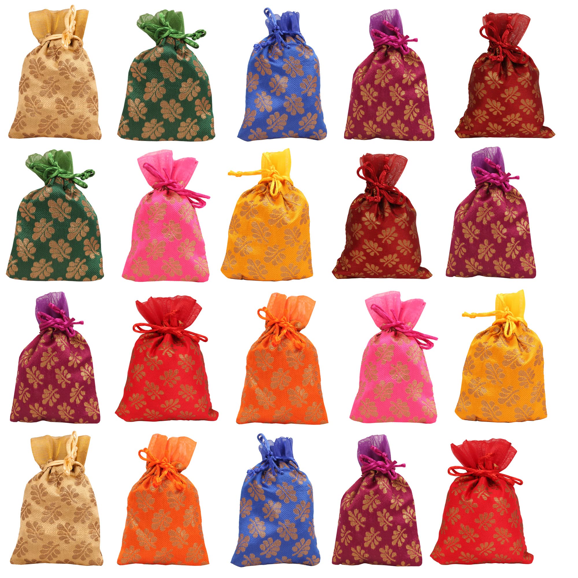 TouchstoneDrawstring Bags Traditional Indian Handcrafted Fabric Perfect for Gifts Jewelry Weddings Pouches Purses Potli