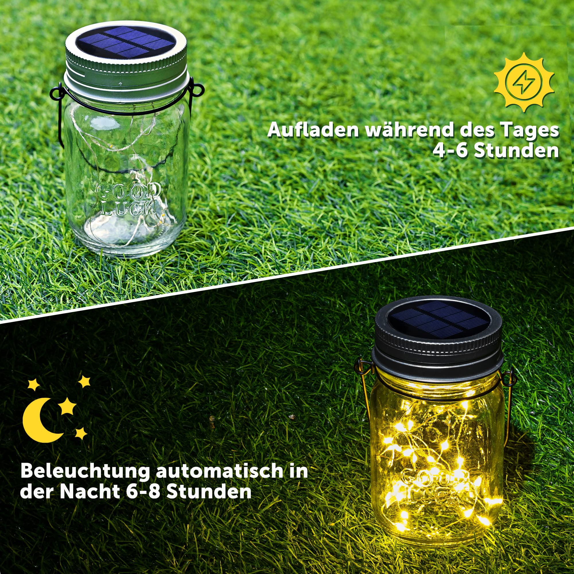 Solpex Solarlaterne für außen 180 LED IP44 wasserdicht Gartenleuchte warmweiß
