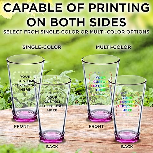 Miniatura 6 de DISCOUNT PROMOS Juego de 10 vasos de cerveza personalizados de 16 onzas, paquete a granel personalizado, cristalería resistente para restaurantes,