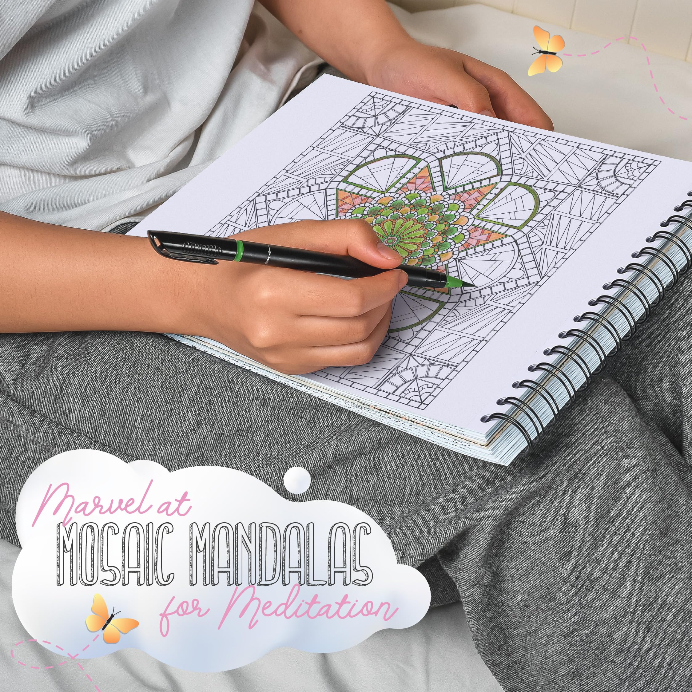 ColorIt Mandalas to Color, Volume X Malbuch für Erwachsene, Spiralbindung, 50 saisonale Mandalas mit Frühlings-, Sommer-, Herbst- und Winter-Designs, dickes Papier, perforiertes Papier, flach, fester