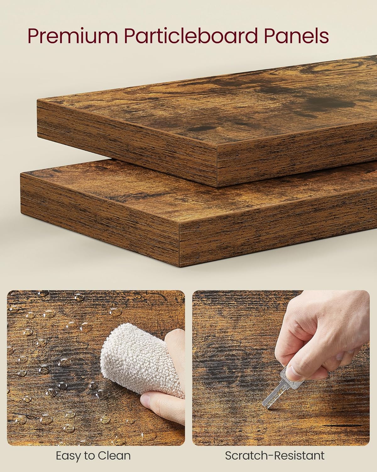 VASAGLE Corner Shelf Wall Mount, 5-Tier Floating Corner Bookshelf, Plant Shelf for Bedroom, Living Room, Bathroom, Home Office, Rustic Brown - Image 6