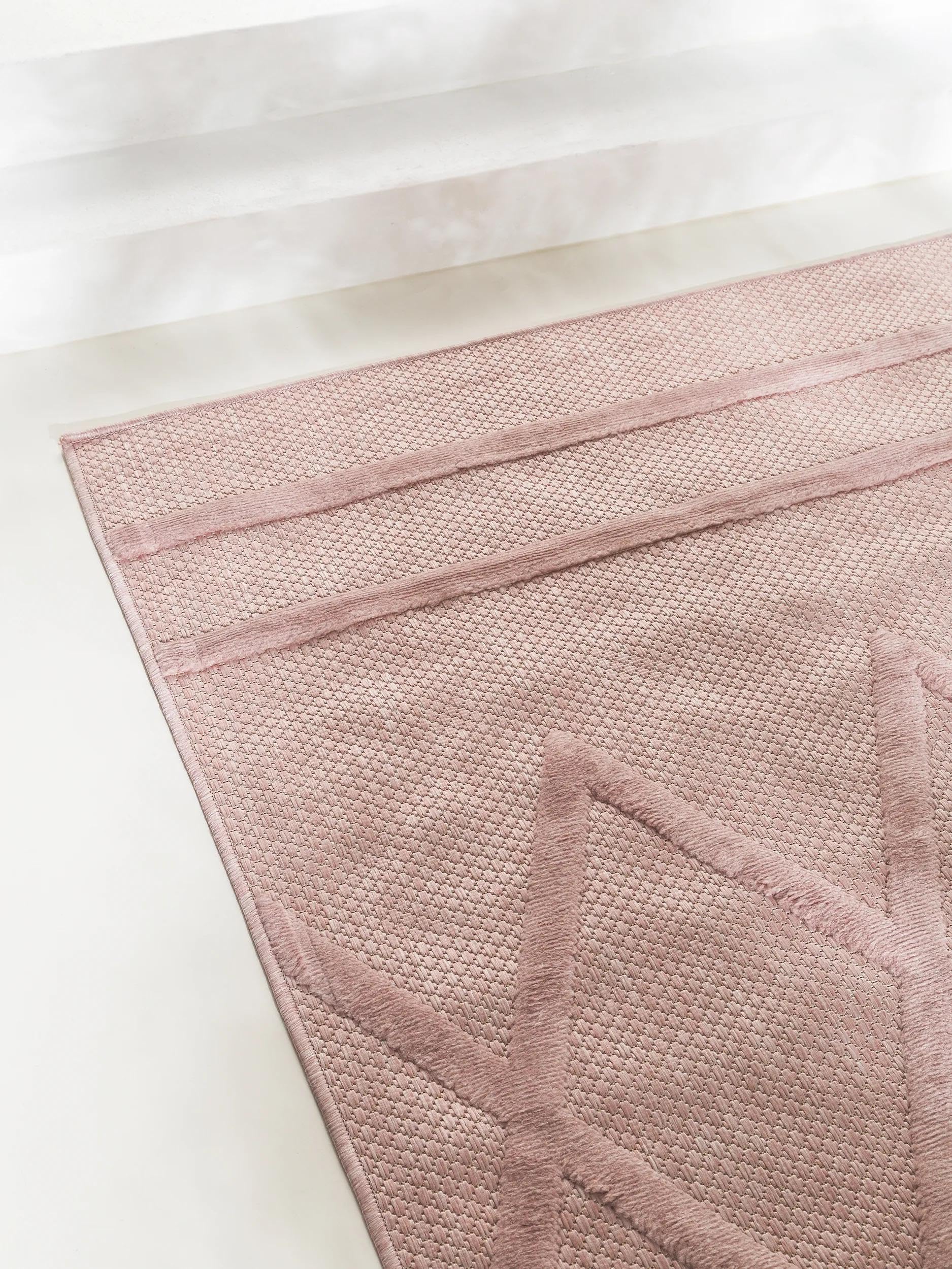 benuta Nest Tappeto Esterno & Interno Bonte - Rosa 80x150 cm - Resistente e Facile da Pulire - Per Balcone, Terrazza, Giardino - Cucina & Soggiorno - Geometrico, Stile Boho, Hygge Cozy