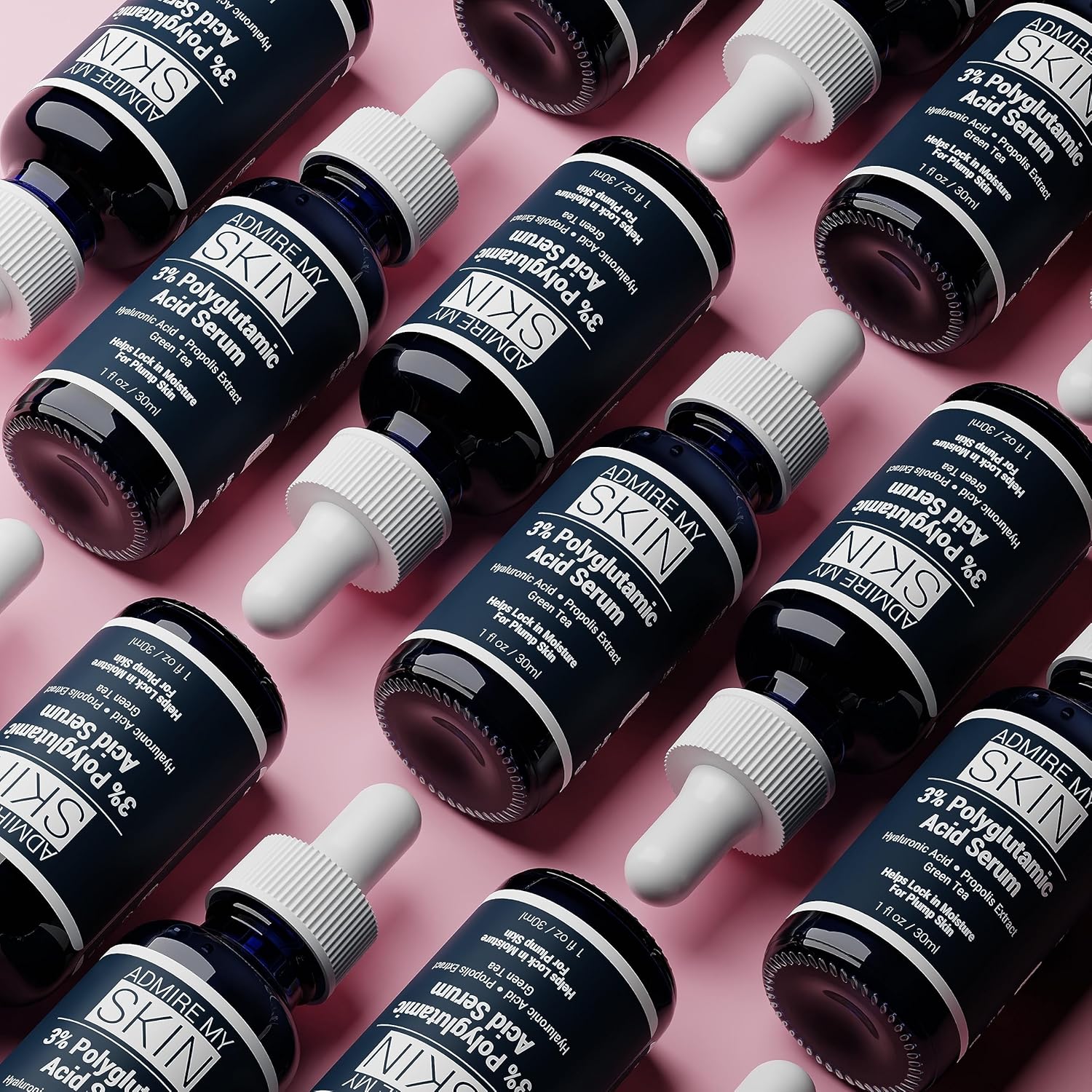 Admire My Skin Organic Polyglutamic Acid Facial Serum - Powerful Hydration & Anti Aging + Hyaluronic Acid + Propolis 1oz - Image 8