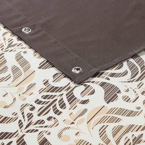 Miniatura 4 de Cortina de ducha de tela marrón, estampado bohemio de cachemira y damasco para baño, cortinas de baño impermeables, 72 pulgadas de ancho x 72