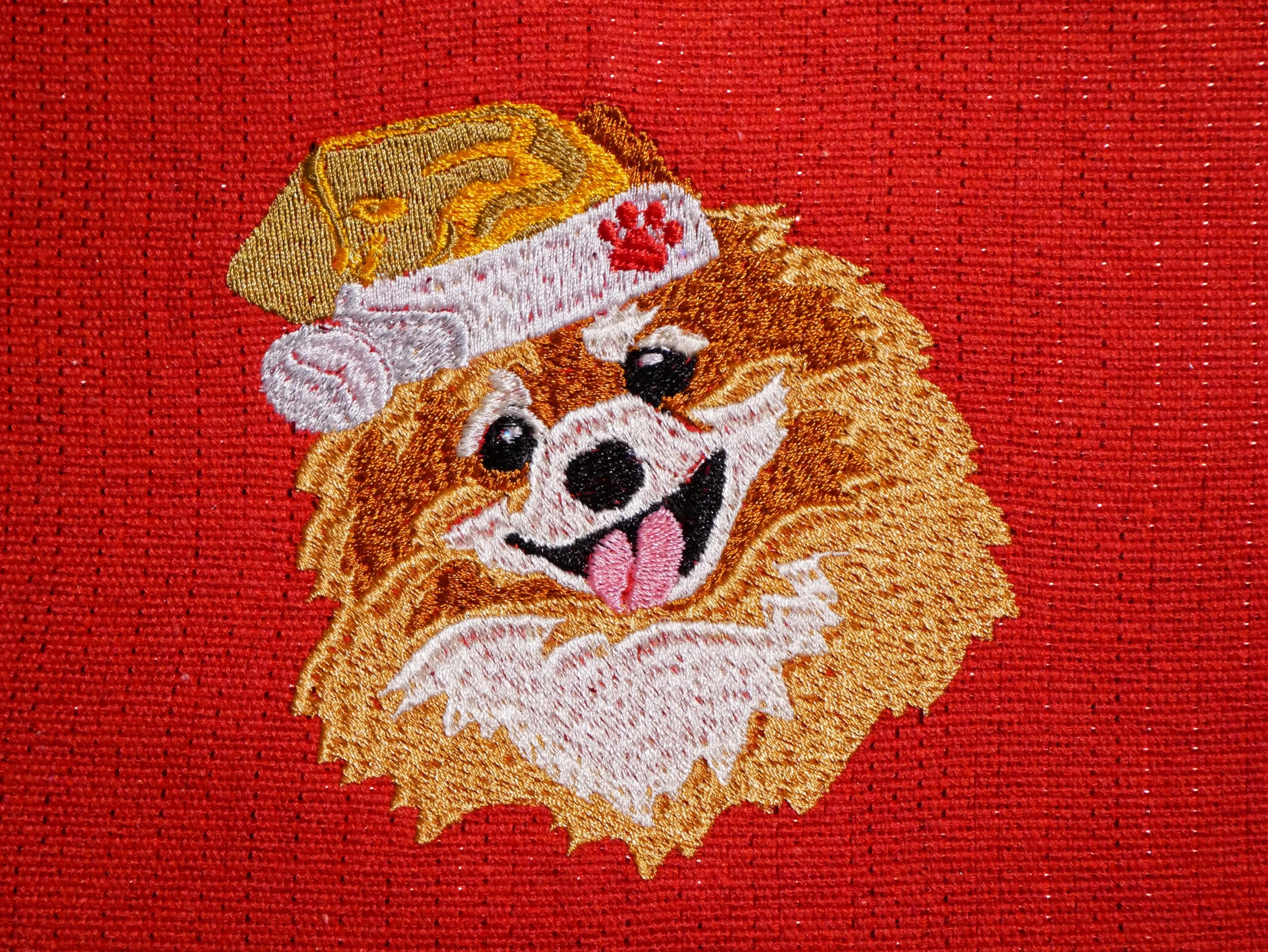 Weihnachtstischdecke Weihnachten Weihnachtsbaum Pfote Pfoten Tatze Hund Zwergspitz Spitz Pomeranian Tischdecke Tischläufer bestickt 140 x 40 cm
