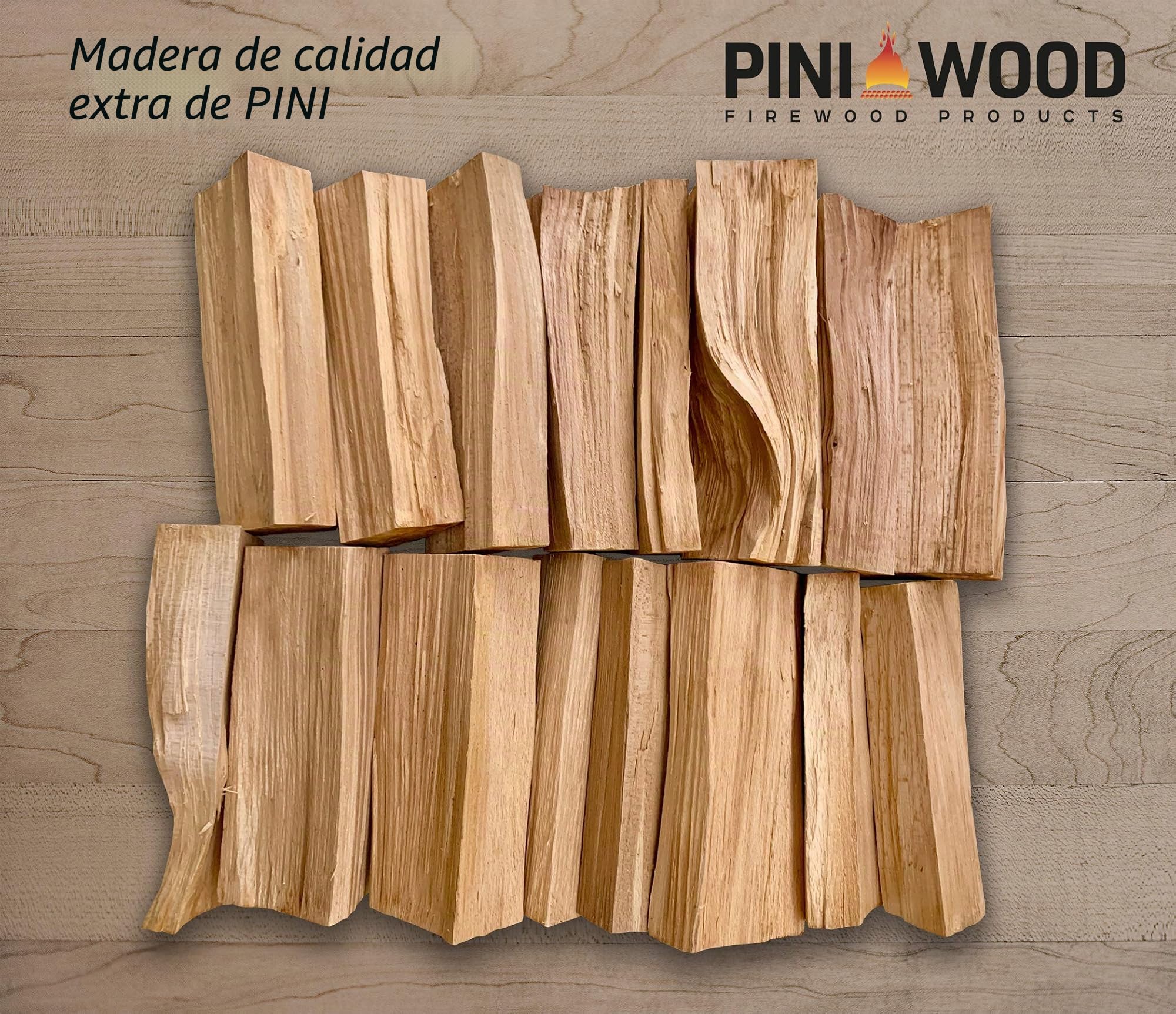 PINI Barbacoa de madera sin corteza de haya, 20 kg, aprox. 25 cm, para horno de pizza, barbacoa, ahumador, chimenea, brasero