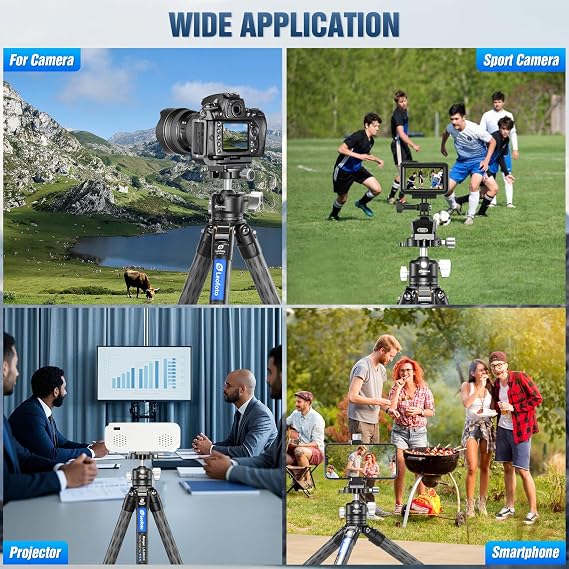 LEOFOTO Carbon Fiber Tripod for Camera with 360 Panoramic Ball Head, 67 Compact Lightweight Travel Tripod for DSLR Video Camcorder, Max Load 10kg/22lbs