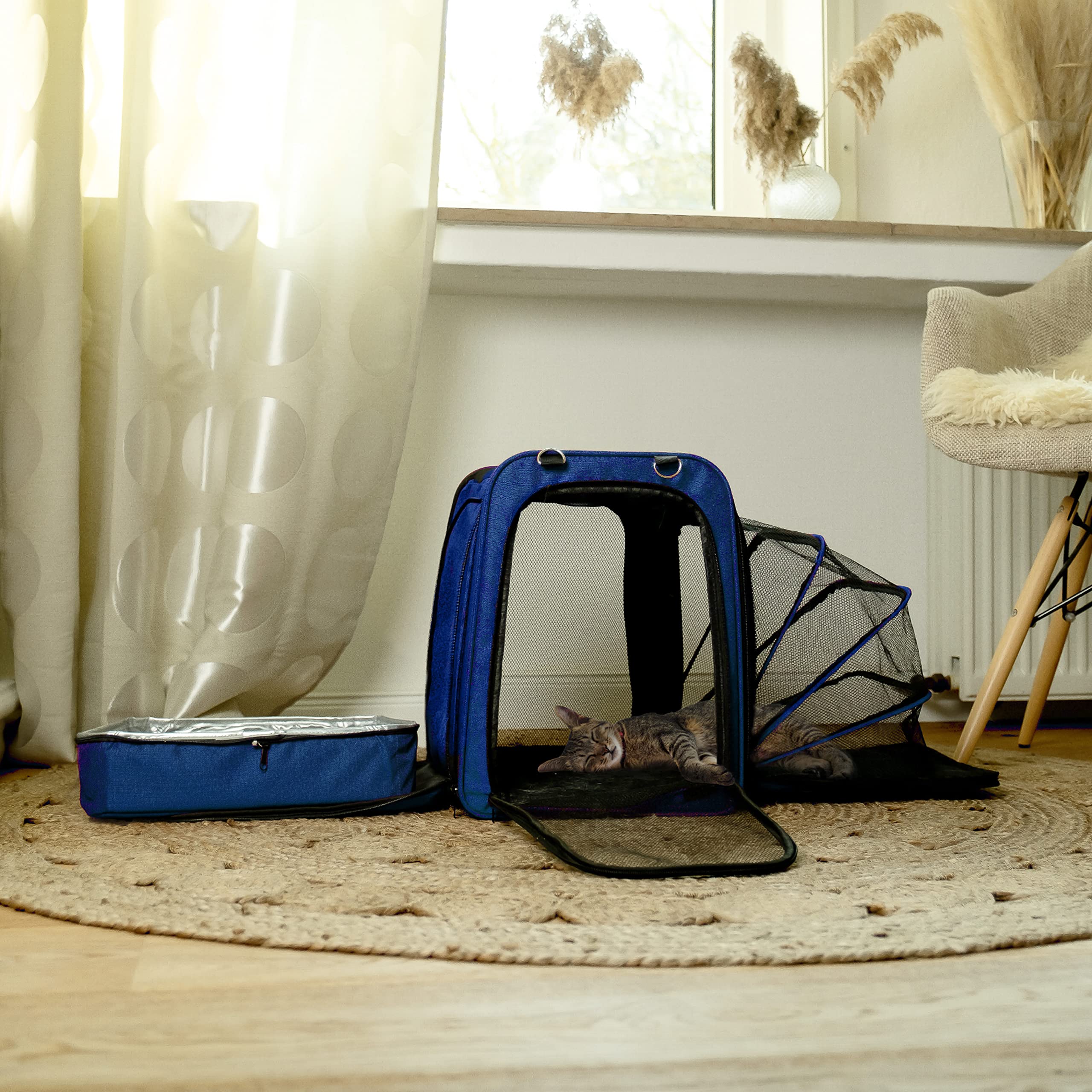 Trasportino per Gatti con Lettiiera per Gatti per Viaggi in Auto, Borsa Pieghevole per Trasporto Gatti con Lettiiera (Scatola per Lettiera), Borsa per Gatti Plus Cat's Premium Suite