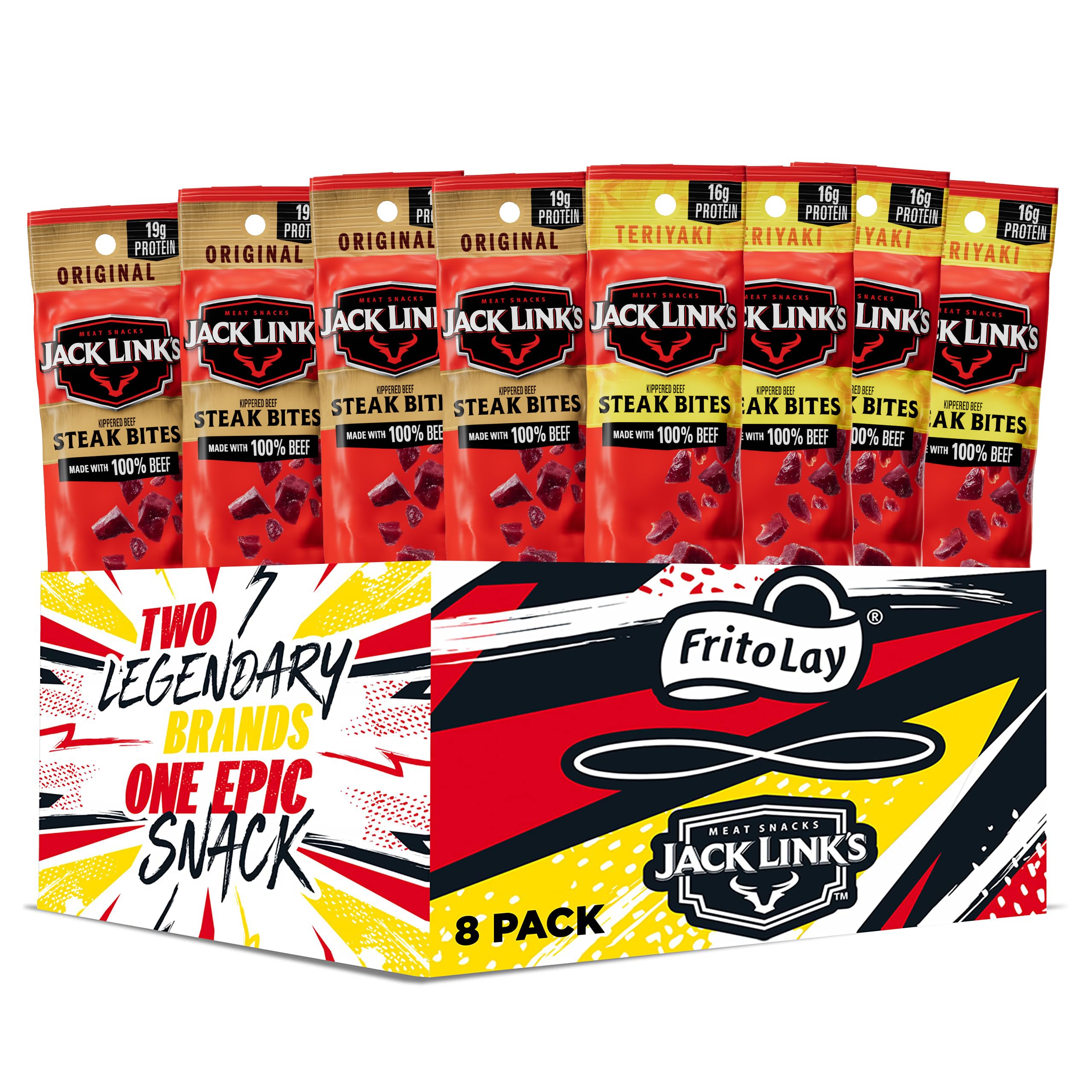Frito Lay Jack Link's Steak Bites Variety Pack, (Pack of 8)