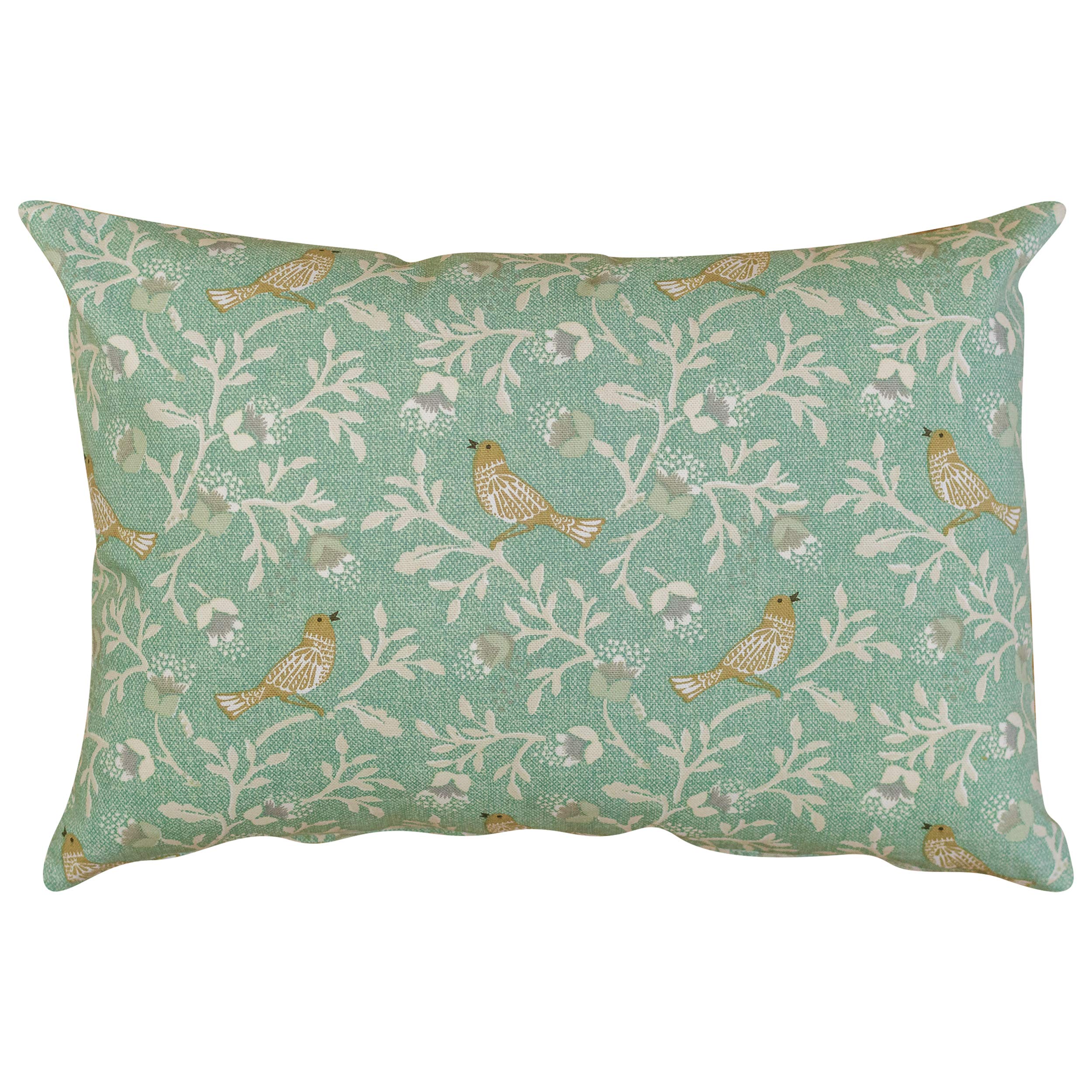 Linen Loft Dainty Songbird Duck Egg Blue Double Sided Rectangular Boudoir Cushion Cover. 17" x 12" Square Case. Handmade. Contemporary Vintage Style Design.