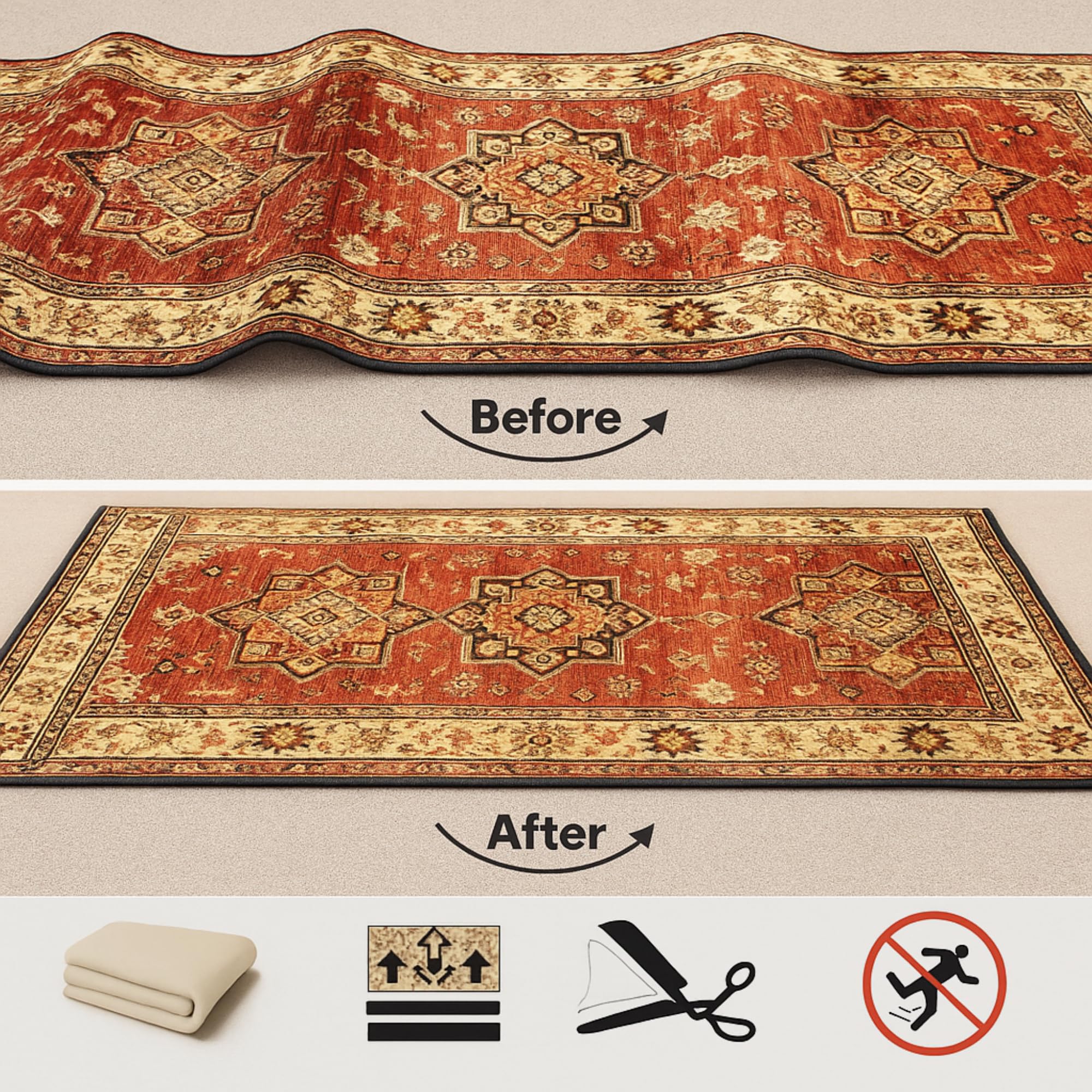 Rugstore-Outlet RUG TO CARPET GRIPPER Anti-Slip Rug Runner ANTI CREEP Underlay (60 x 230 cm), White, 60 x 230 cm (Rectangular) - Image 3