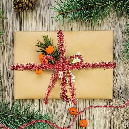 Miniatura 5 de Syhood Guirnalda de oropel de Navidad de 210 pies con purpurina fina, guirnalda metálica de oropel para festividades, decoración para árbol de