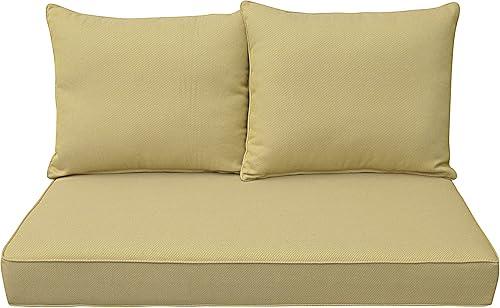 BOSSIMA Cojines para muebles de patio, cómodos cojines de asiento profundo para sofá biplaza para interiores y exteriores (mezcla de amarillogris)