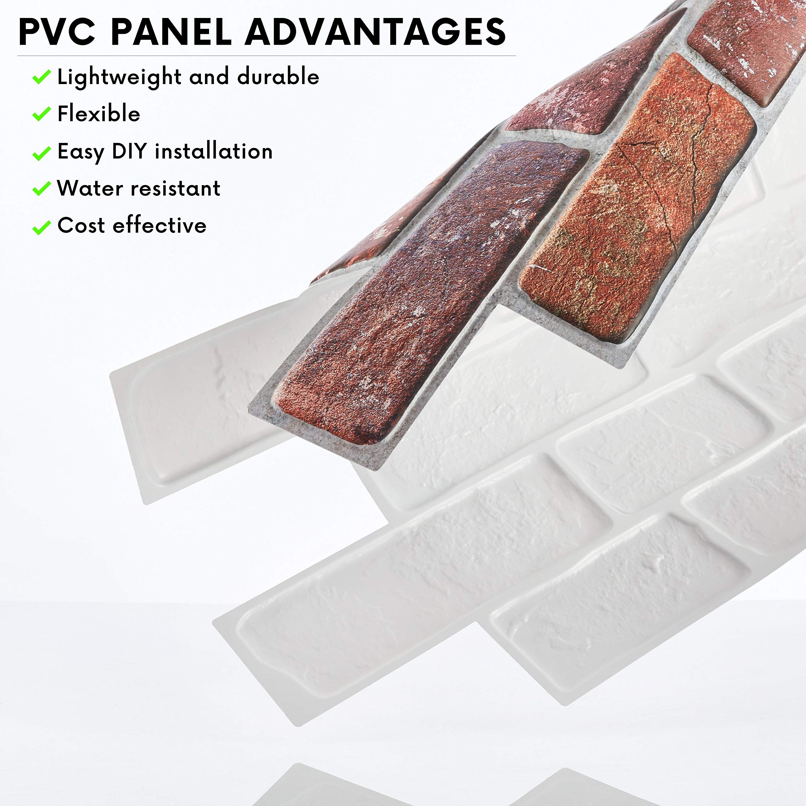Brick Effect Wall Panels Set of 4 Panels 1.88 m² 20.27 ft²