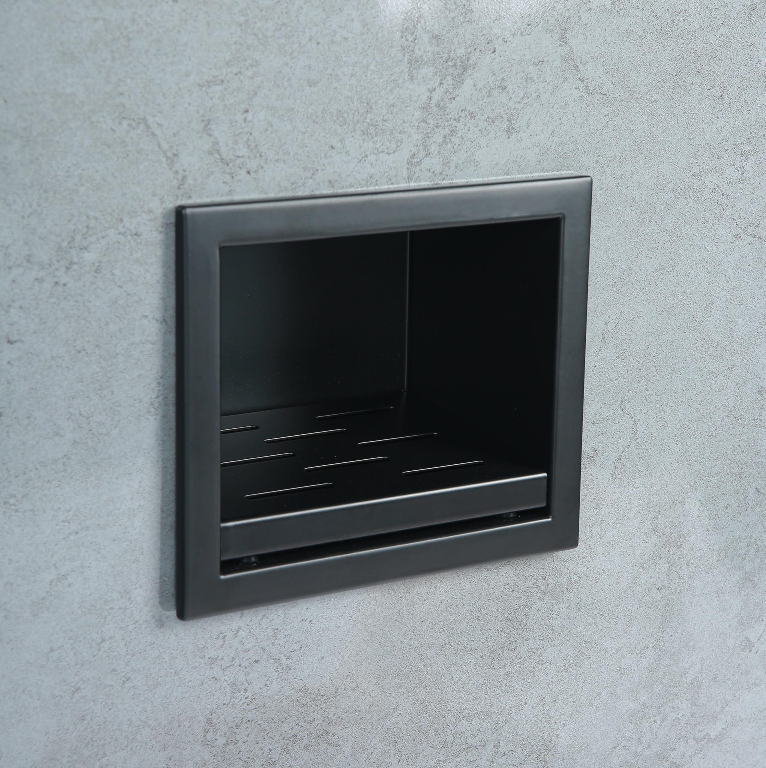 IKITRAEE Recessed Wall Soap Holder for Shower Niche,Shower Foot Rest for Shave Legs,Stainless Steel 304 Footrest?Matte Black,5.9 in x 4.8 in x 3.9 in