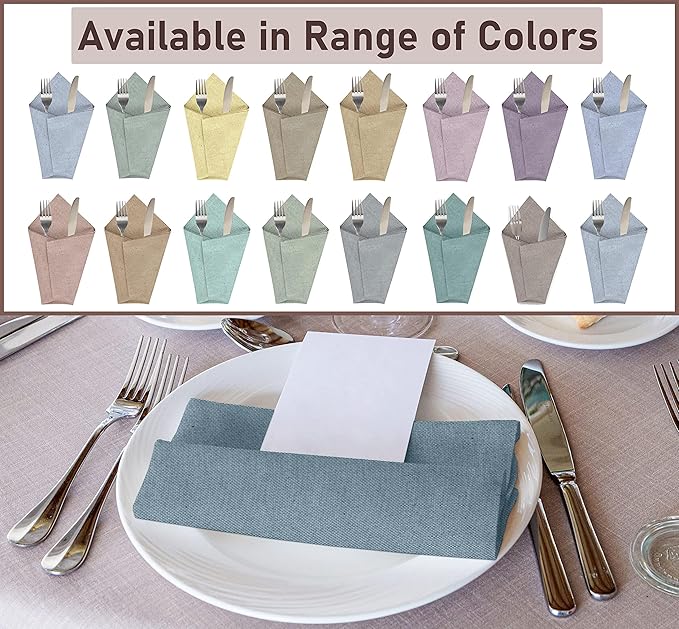 Set de 12 Servilletas de Tela Ruvanti 45x45 cm, Teal, Polialgodón miniatura 7