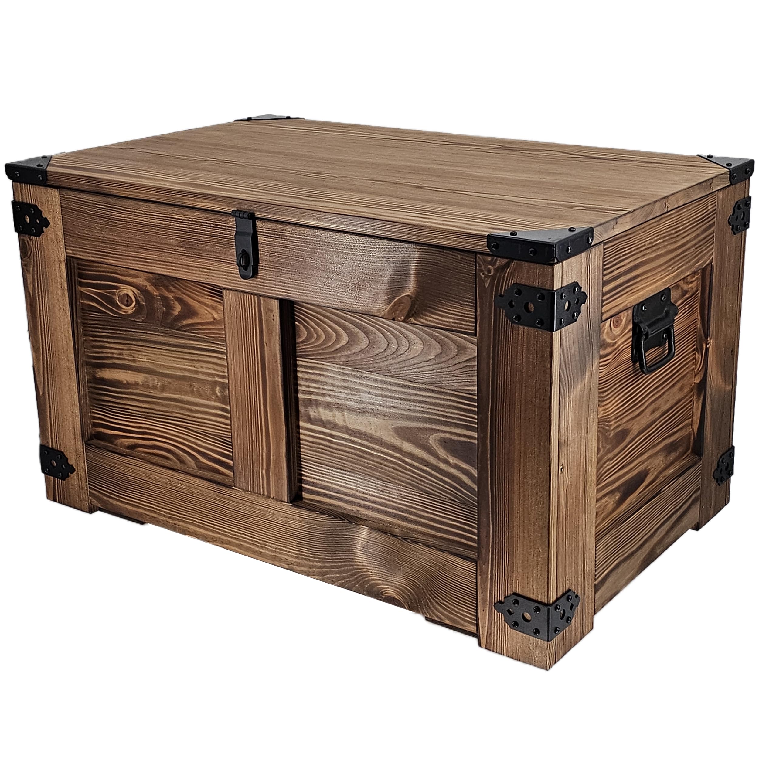 CREATIVE COOPER holzbox, schatztruhe, aufbewahrungsbox, Tisch, rustikal truhentisch, couchtisch, 77x49x45 cm, Handarbeit holztruhe, Eco Holzöl Wenge