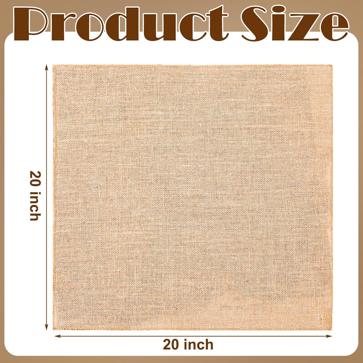 Menkxi 20 Pcs 20 x 20'' Burlap Squares Multipurpose Natural Burlap Fabric Centerpiece Placemats Farmhouse Gardening Country Crafts for Home Weddings Kitchen Table Decorations