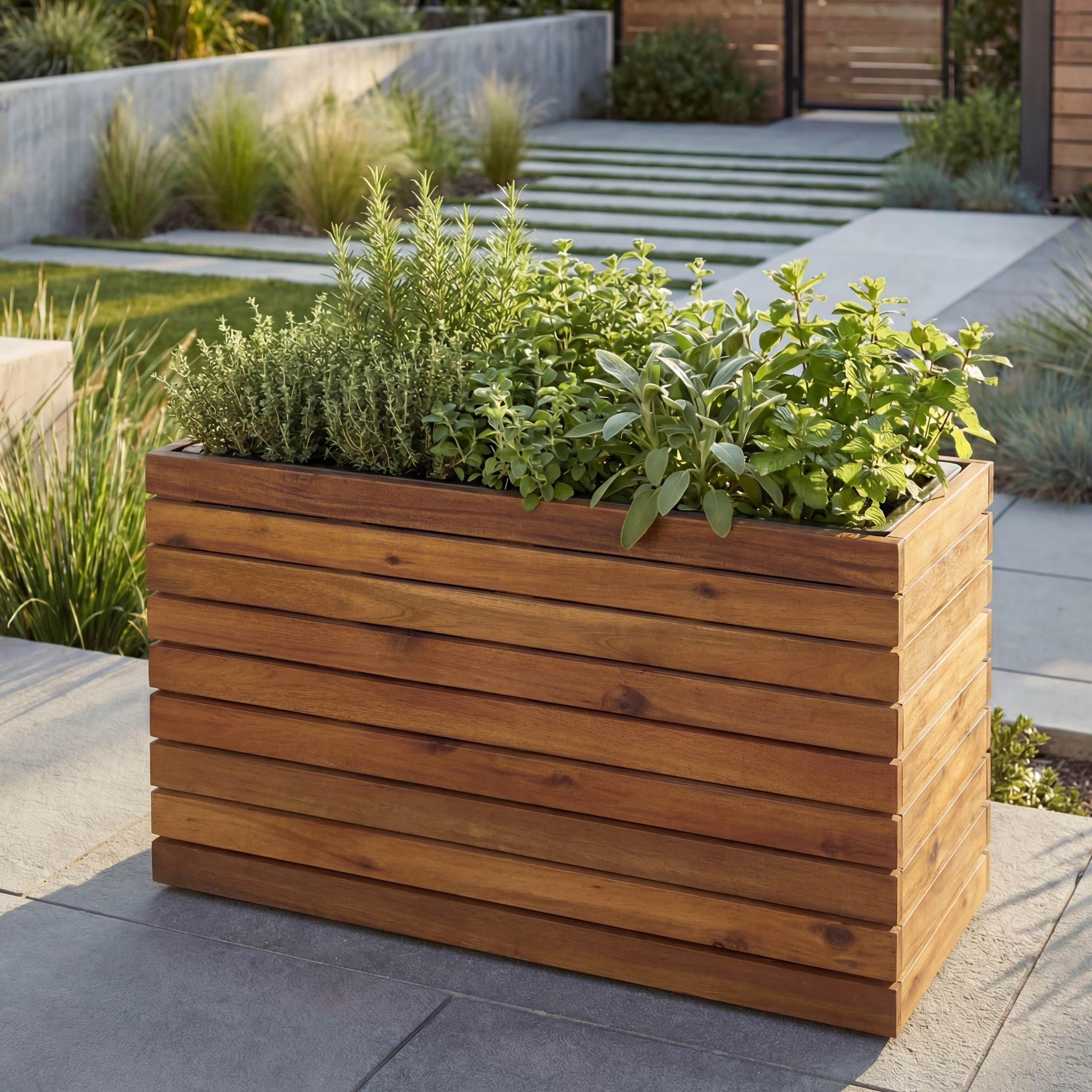 Mendler Pflanzkasten HWC-L21 41x63x23cm Akazie - braun | Pflanzkübel, Blumentopf, Hochbeet, eckig Outdoor, Holz, FSC®-Zertifiziert