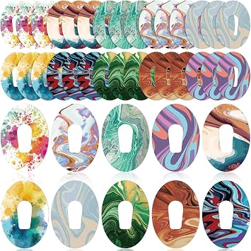 Siifert 30 Pack Adhesive Patches Compatible with Dexcom G7 G6 CGM Tape Breathable Overpatch Pre Cut Adhesive Water-Resistant Tape Stickers Sensor Covers, 10 Swirl StylesCompatible with Dexcom G6
