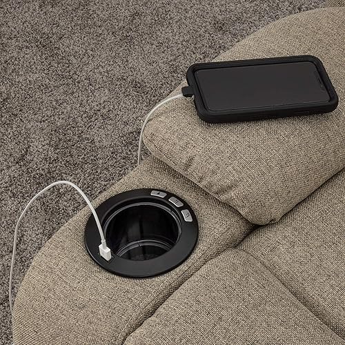 Miniatura 97 de RecPro Charles Powered - Sofá reclinable doble y sofá biplaza Muebles de pared Hugger RV – Tela de avena de 80 pulgadas
