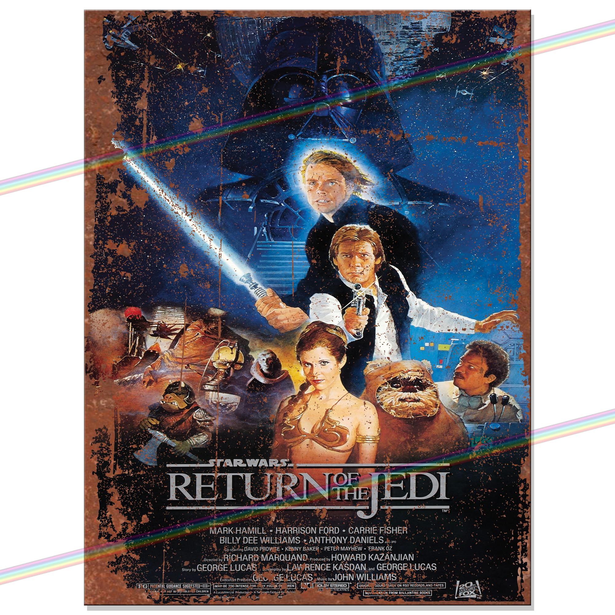 Movie Metal Poster Signs for Mancave, Shed, Garage, Kitchen, Man Cave. Birthday, Christmas, Xmas. Retro Vintage Reproduction Memorabilia Tin Secret Santa 20cm x 15cm (STAR WARS - RETURN OF THE JEDI)