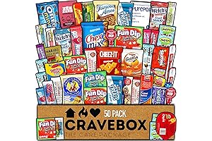 Valentine's Day Gift Basket for Kids: CRAVEBOX Snack Box (50 Count) Variety...