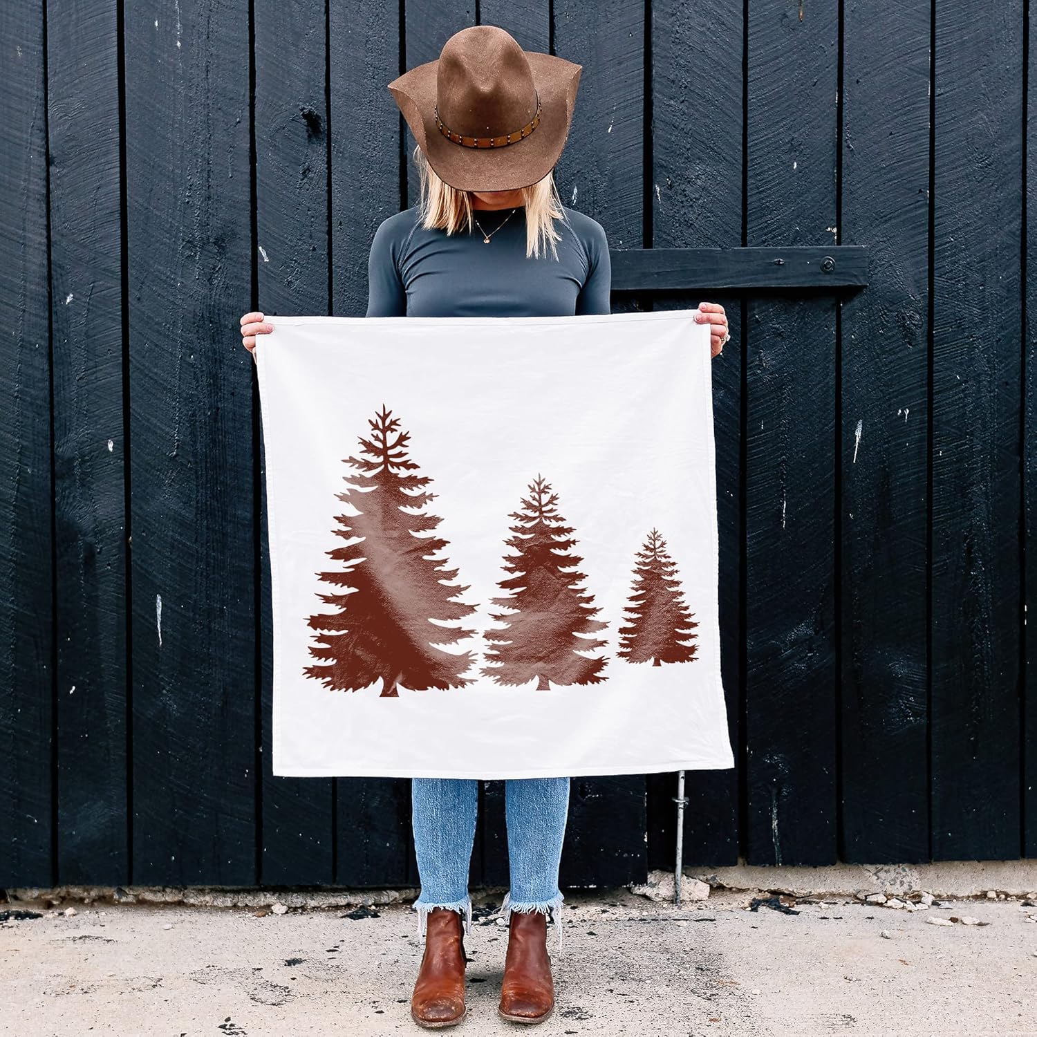 Pine Trees Stencil - Large Nature Stencil, National Park, Tree Deco