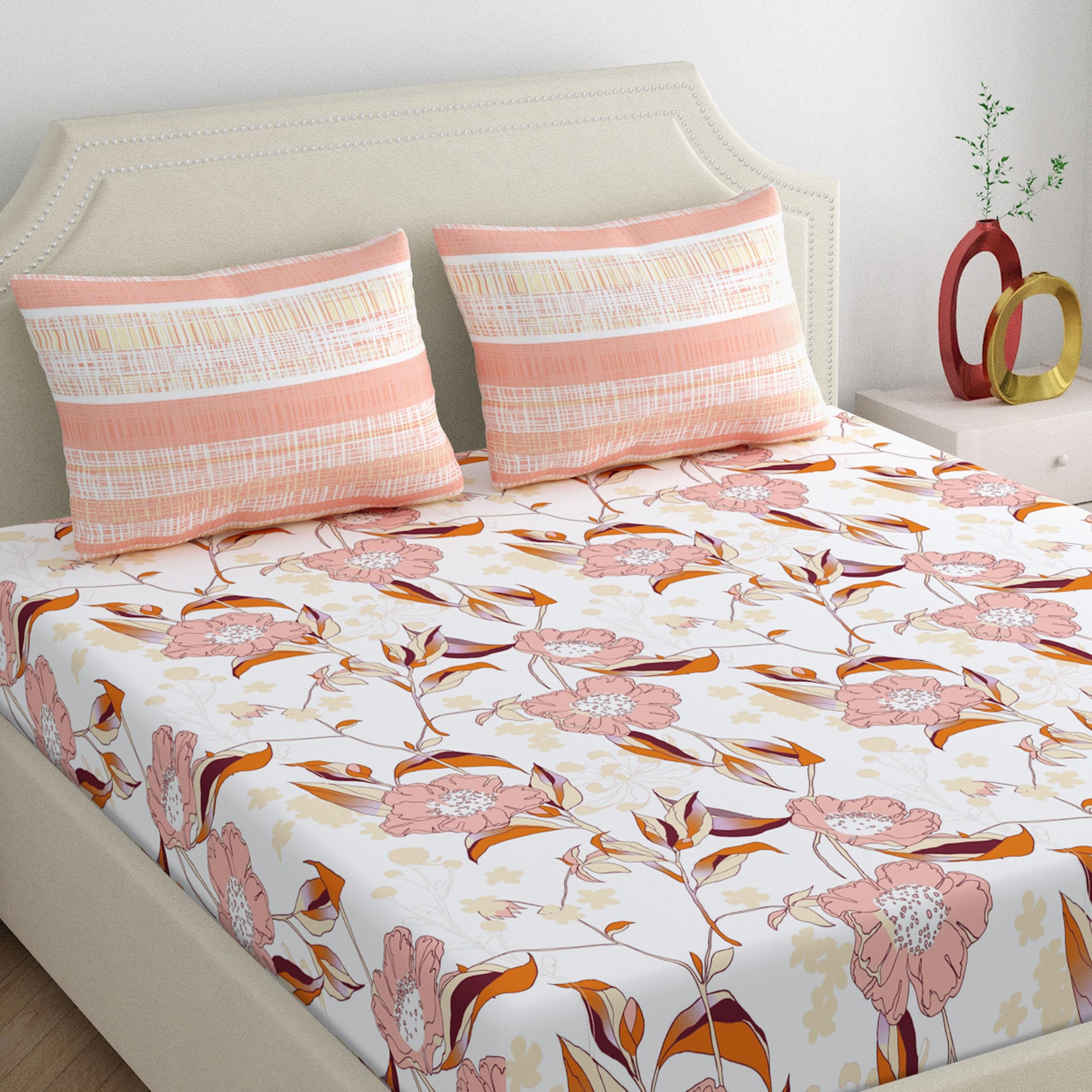 Home Ecstasy 100% Cotton King Bedsheet with 2 Pillow Covers - (Size 100 x 108 inches, 300 TC, Colour - Beige) (B0DFBXCT7B) Amazon Price History, Amazon Price Tracker