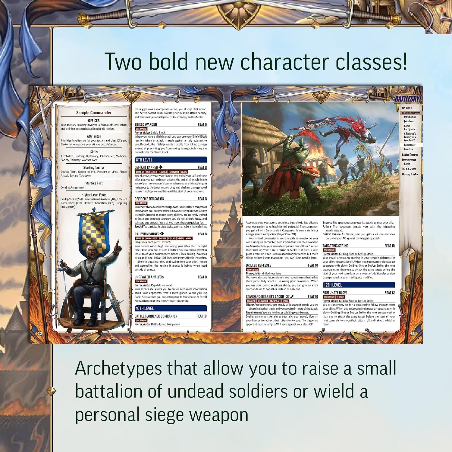 Pathfinder Battlecry! Pocket Edition, 6.7" x 8.4" Softcover, 2 New Classes | Ages 16+, Tabletop RPG Rulebook, War & Combat, Second Edition Remaster, 224 Pages